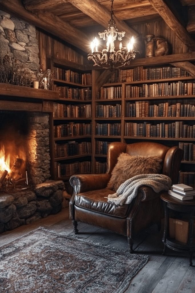 29 Cozy Home Library Ideas to Turn Any Room Into a Book Lover’s Retreat 3 Rustic Cabin Book Haven