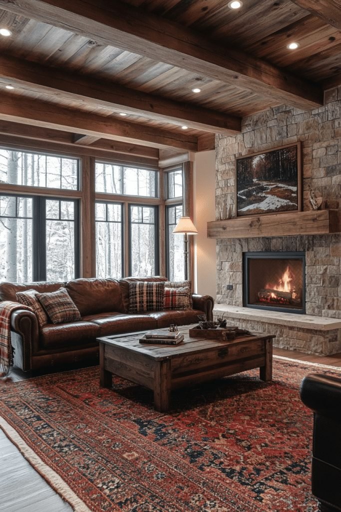 29 Dark Brown Couch Living Room Ideas for a Bold and Refined Design 3 Rustic Charm