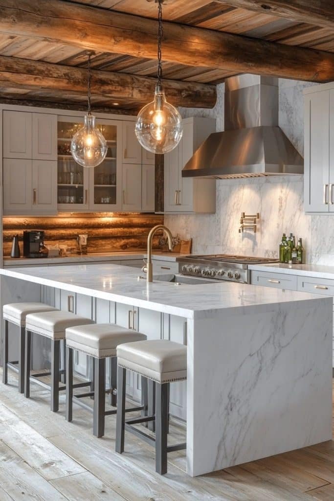 Rustic Chic Log Cabin Kitchen