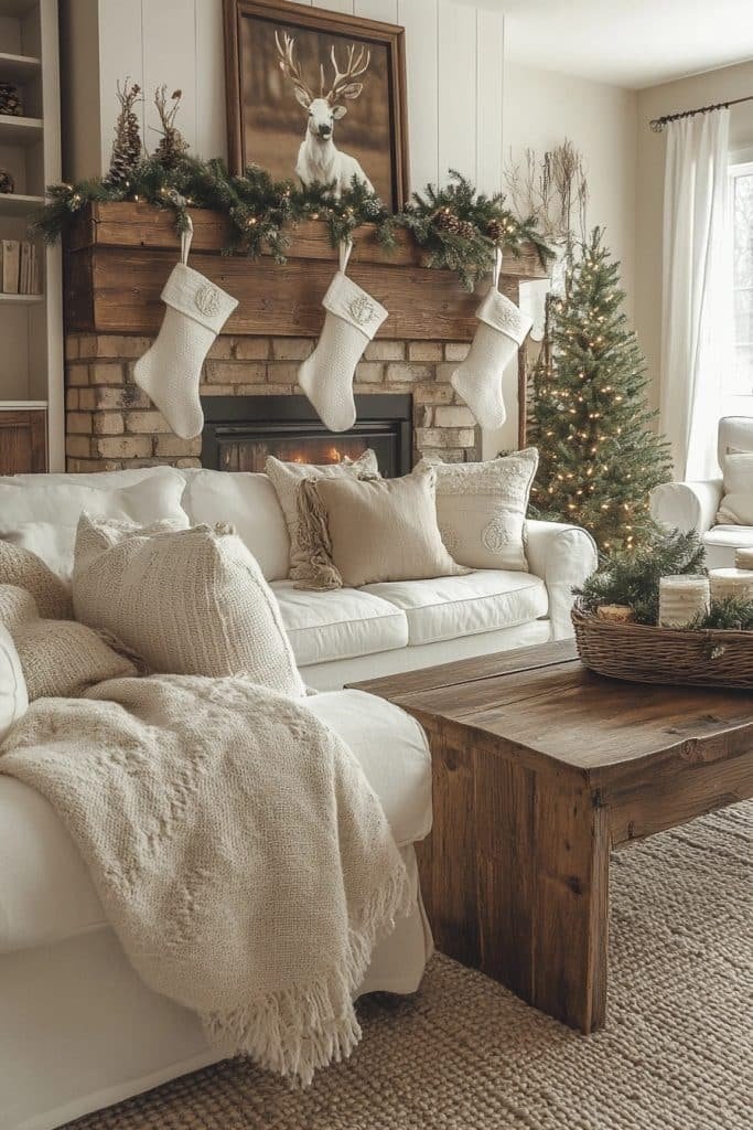 Rustic Farmhouse Christmas Mantel