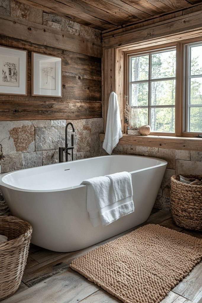 29 Small Bathroom With Tub And Shower Combo Farmhouse Ideas for a Timeless and Cozy Look 17 Rustic Respite