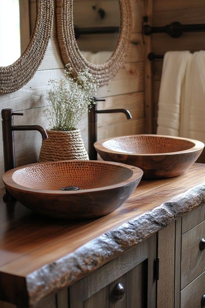 Rustic Wood Double Sink Vanity