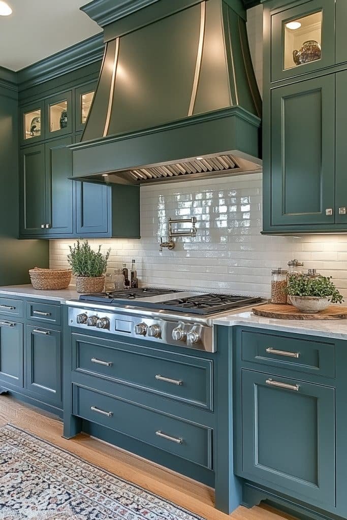Satin Dark Green Kitchen Finish