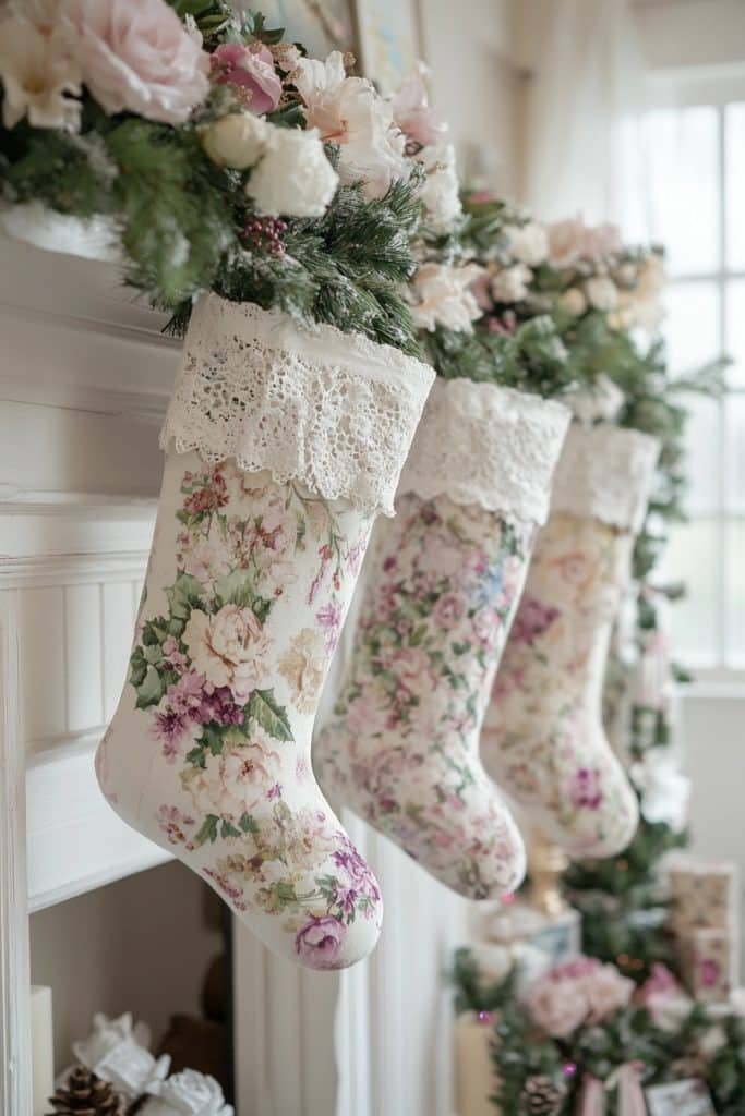 Shabby Chic Floral Print Stockings