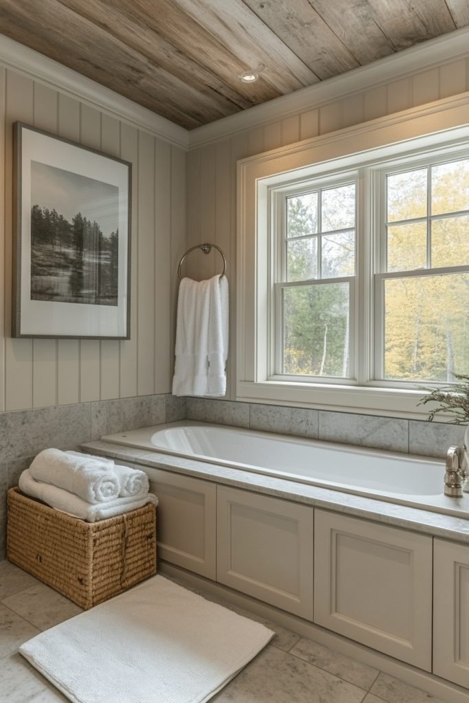 29 Small Bathroom With Tub And Shower Combo Farmhouse Ideas for a Timeless and Cozy Look 8 Shabby Chic Sanctuary