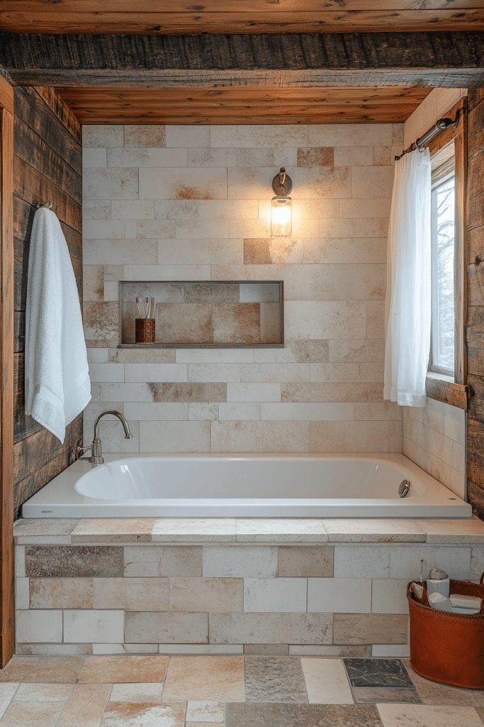 29 Small Bathroom With Tub And Shower Combo Farmhouse Ideas for a Timeless and Cozy Look 28 Simply Rustic