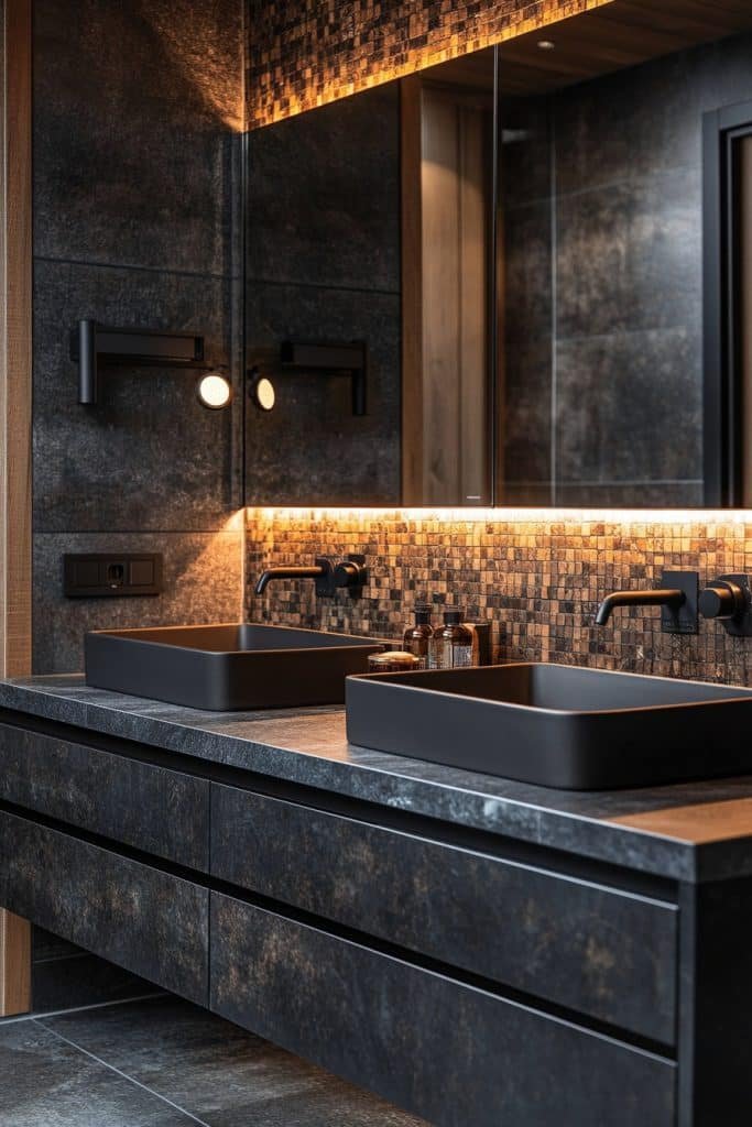 Sleek Black Double Vanity