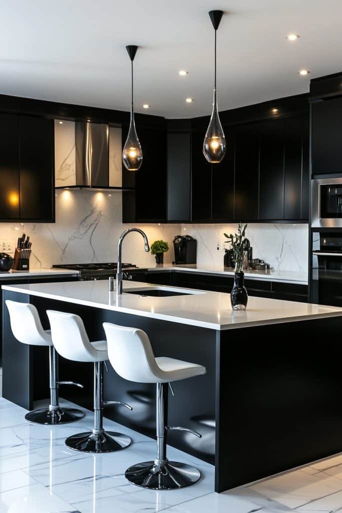Sleek Black and White Kitchen