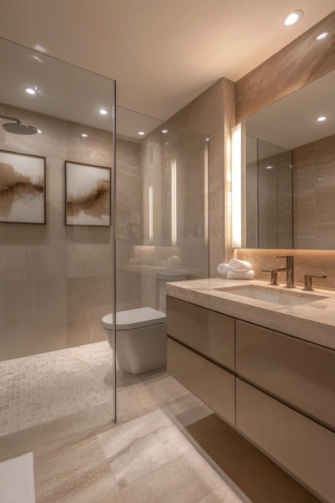 Sleek Glass-Enclosed Bathroom