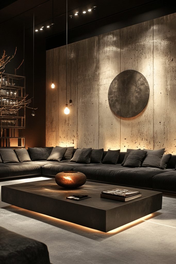 29 Brutalist Interior Design Ideas for a Bold Architectural Statement 5 Sleek Lounge Design