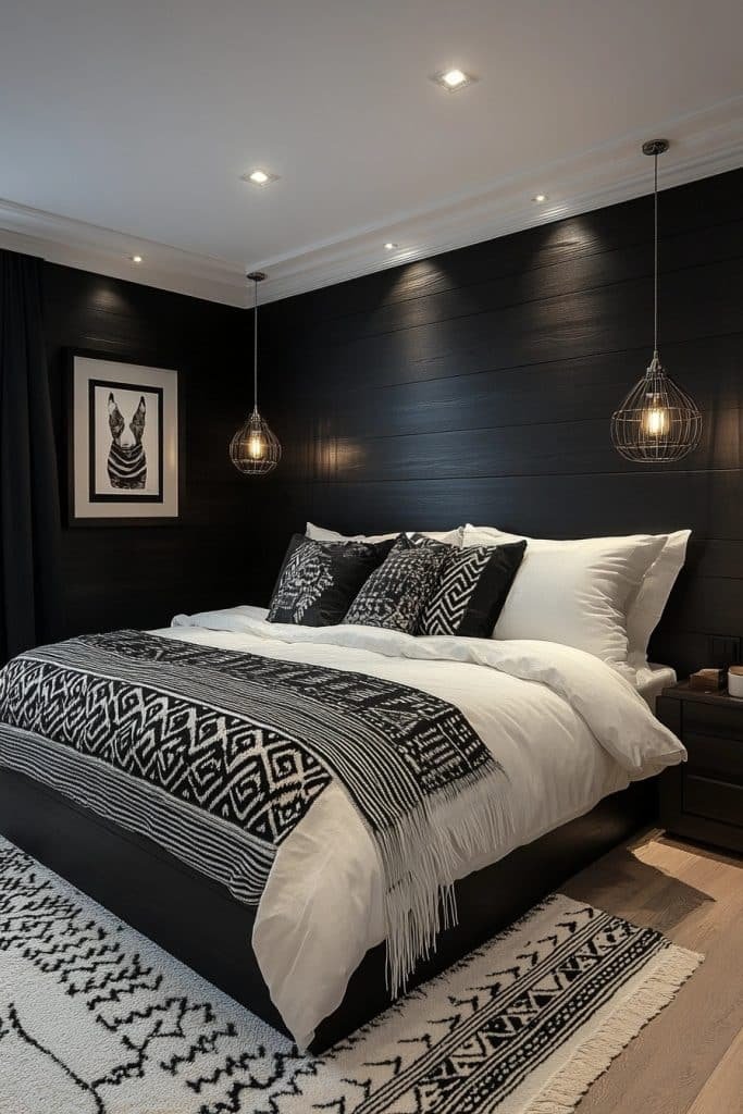 Sleek Monochrome Boho Space