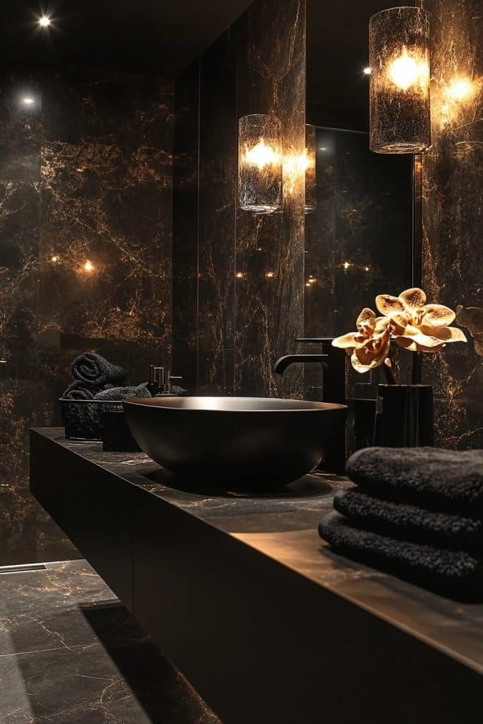 Sleek Onyx Washroom