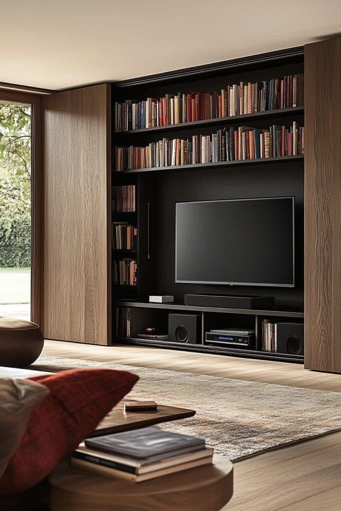 Sliding Door Bookshelf Wall