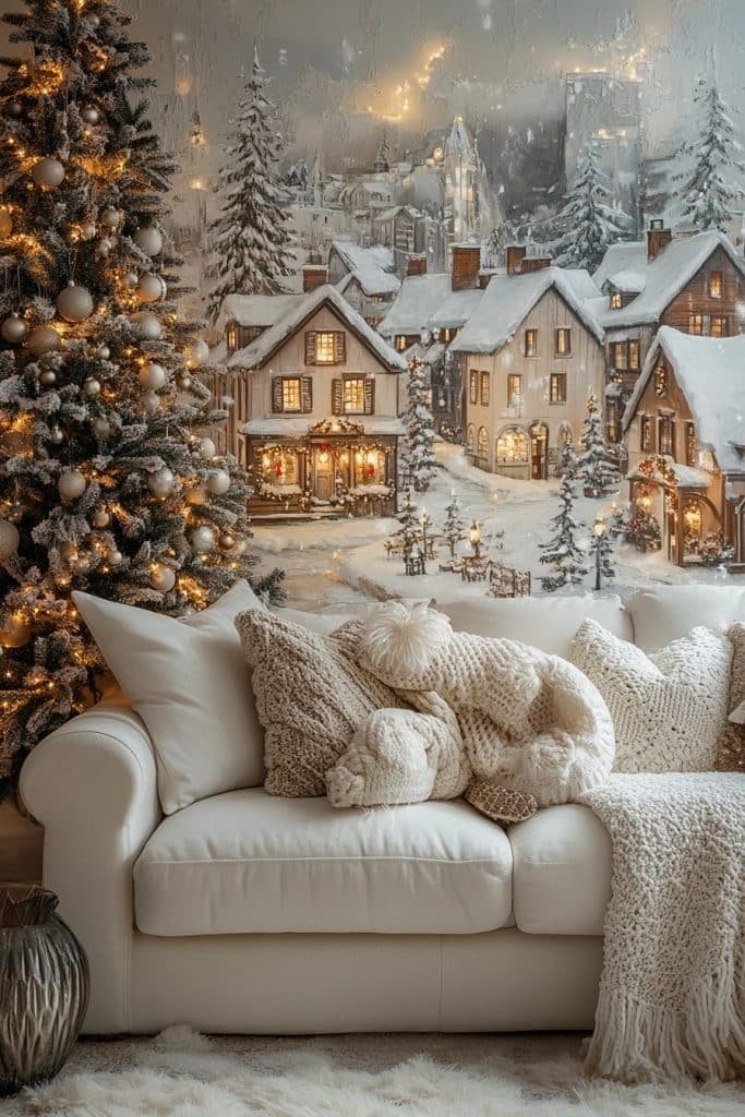Snowy Christmas Village Wallpaper Aesthetic