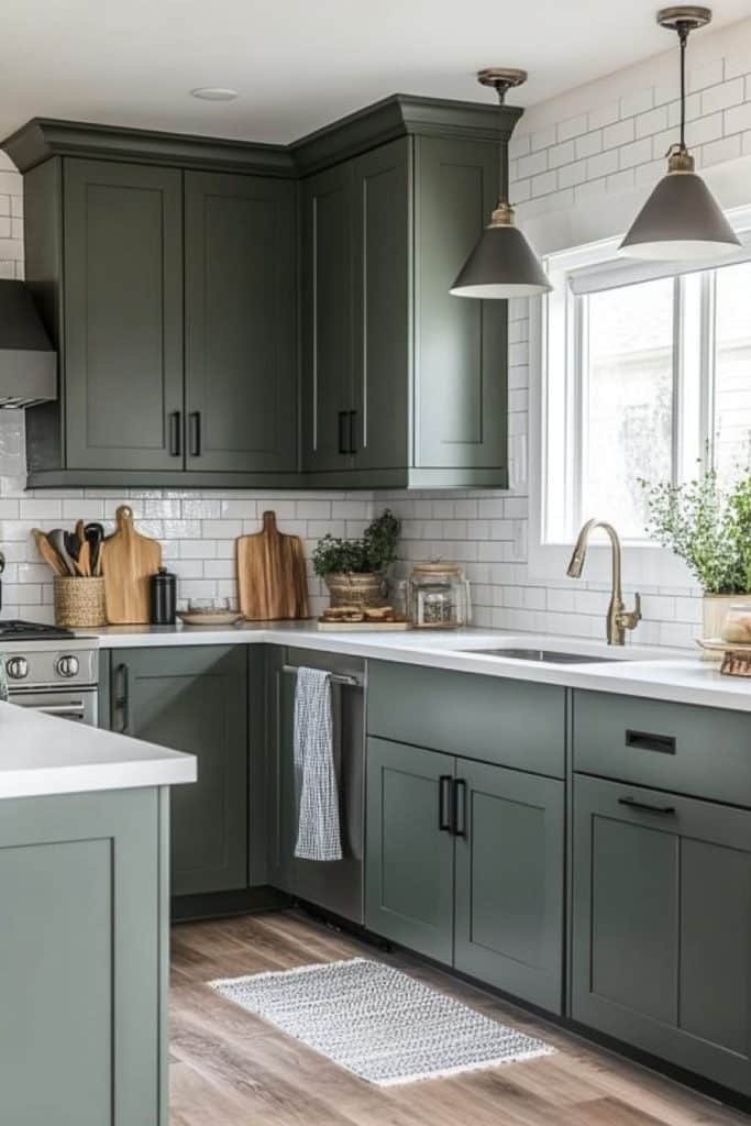 Soft Dark Green with Grey Undertones