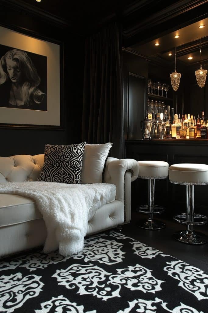 Sophisticated Black and White Lounge