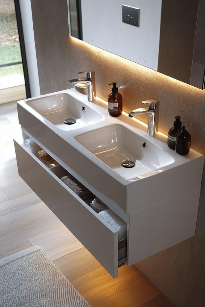 Space-Saving Wall-Mounted Double Vanity