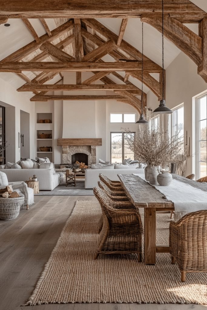 29 Farmhouse Interiors to Bring the Countryside to Your Home 11 Spacious Farmhouse Great Room