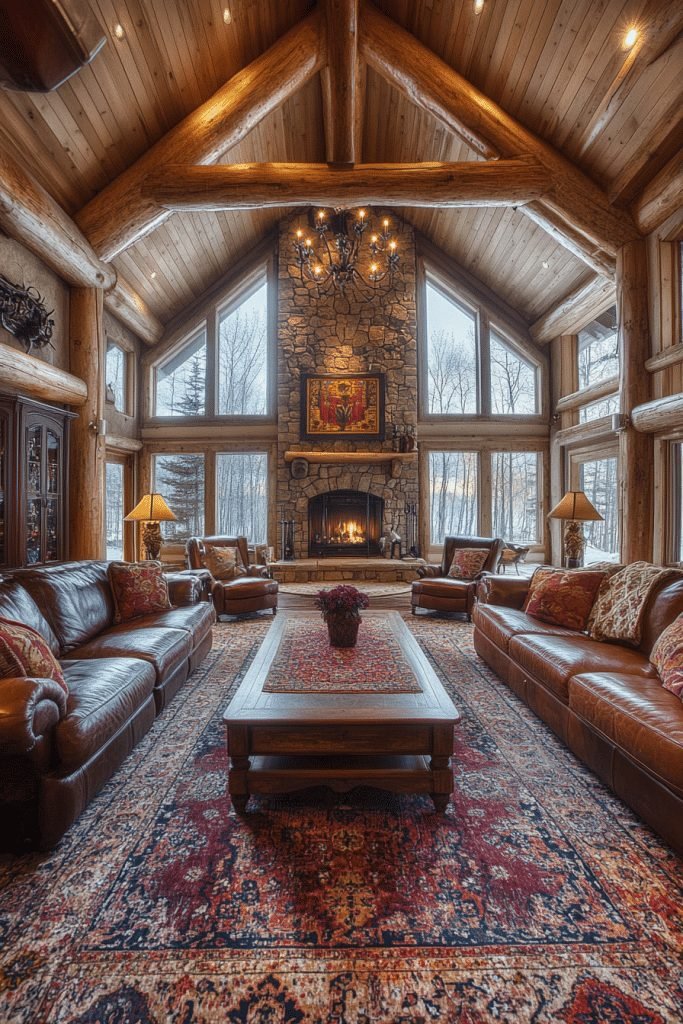 29 Log Home Aesthetic Ideas to Infuse Your Space with Cozy Character 10 Spacious Log Home Great Room