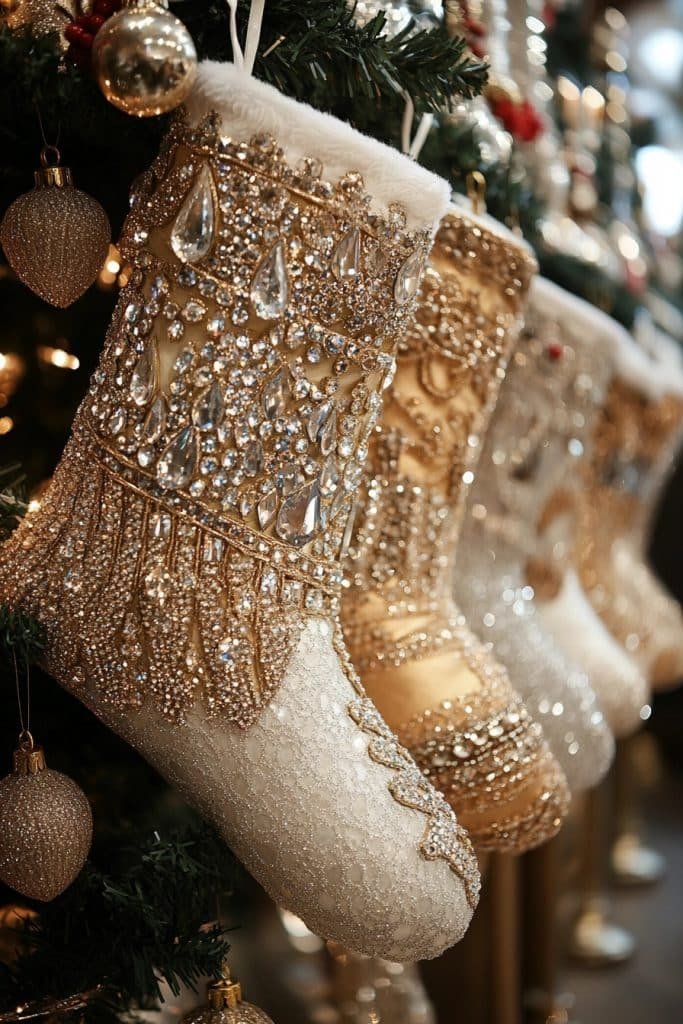 Sparkling Crystal and Bead Embellished Stockings