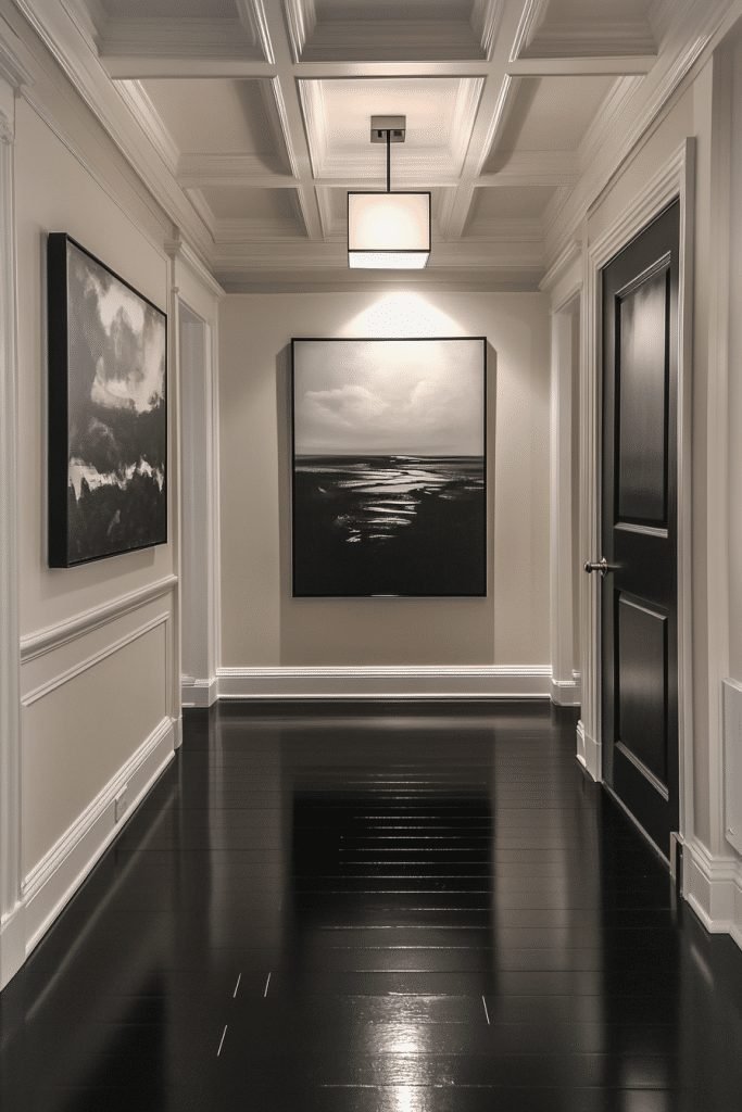 Stark Black and White Hallway