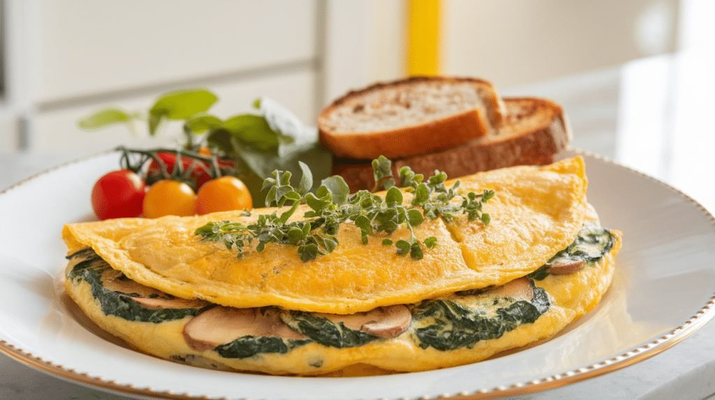 15-Minute Spinach and Mushroom Omelette