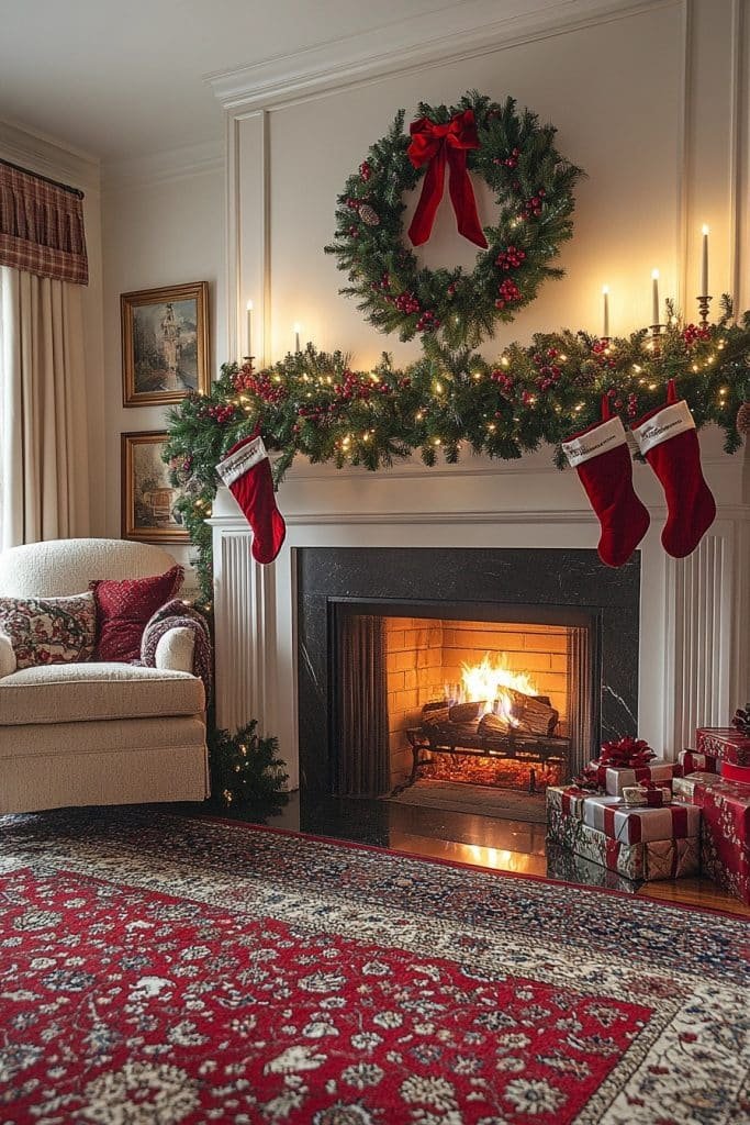 Traditional Christmas Mantel Decor