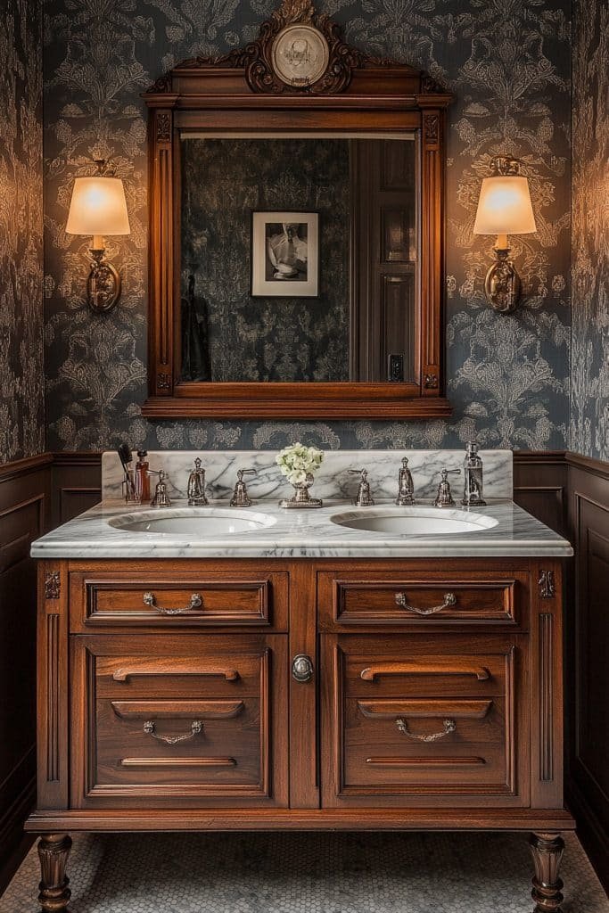 Traditional Marble Top Double Vanity