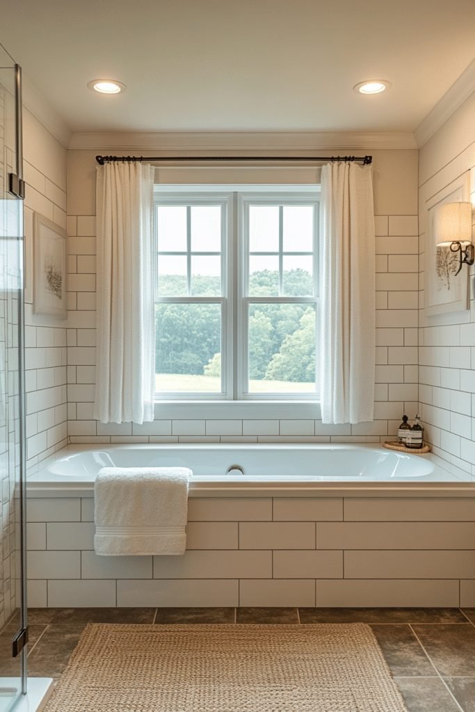 29 Small Bathroom With Tub And Shower Combo Farmhouse Ideas for a Timeless and Cozy Look 20 Traditional Tranquility