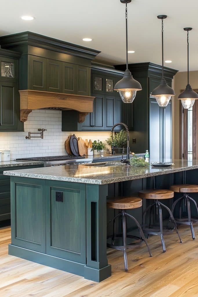 Transitional Dark Green Kitchen Design