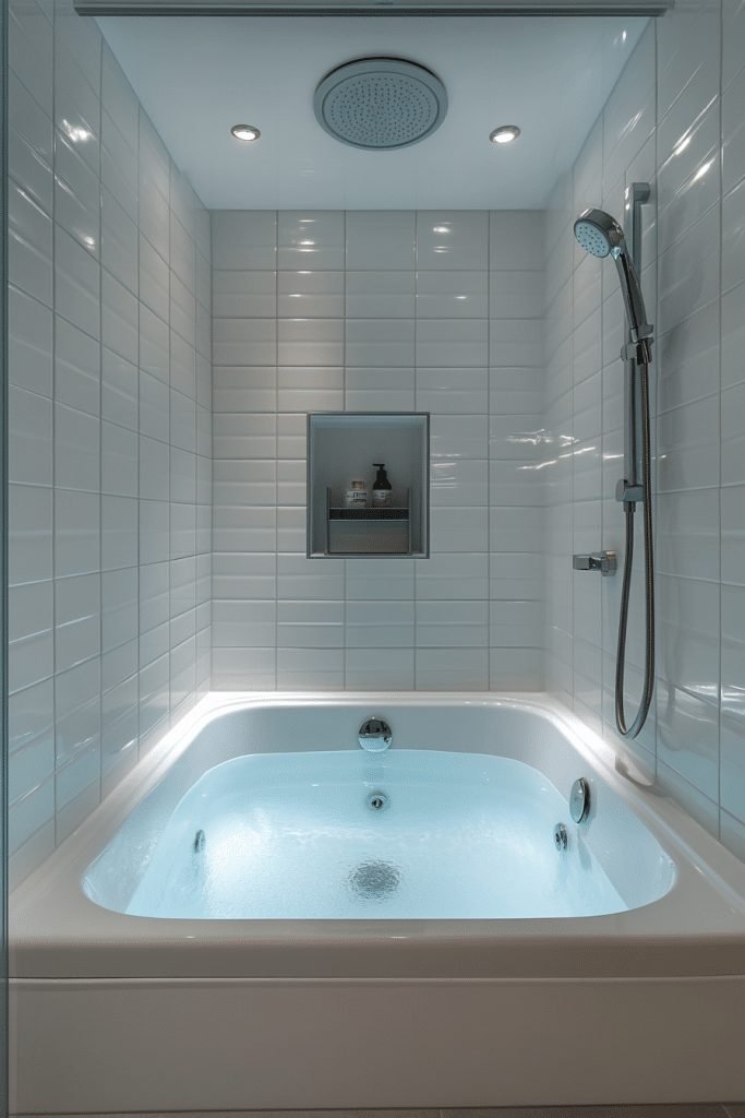 29 Small Bathroom with Tub Ideas to Enhance Your Bathroom’s Style 13 Tub with Integrated Shower Combo