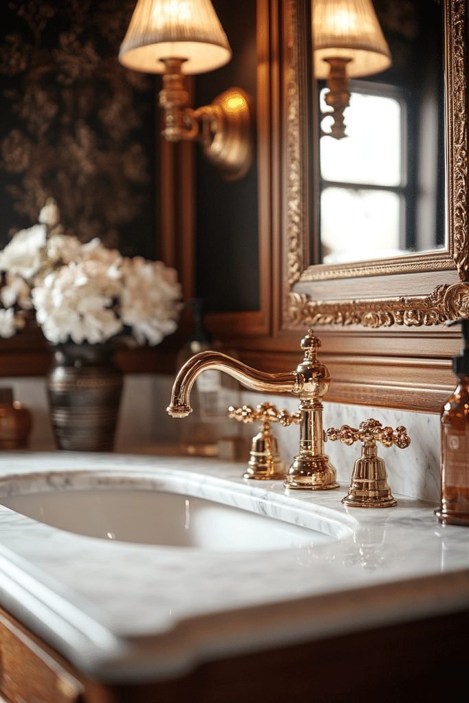 Victorian Bathroom with Brass Fixtures