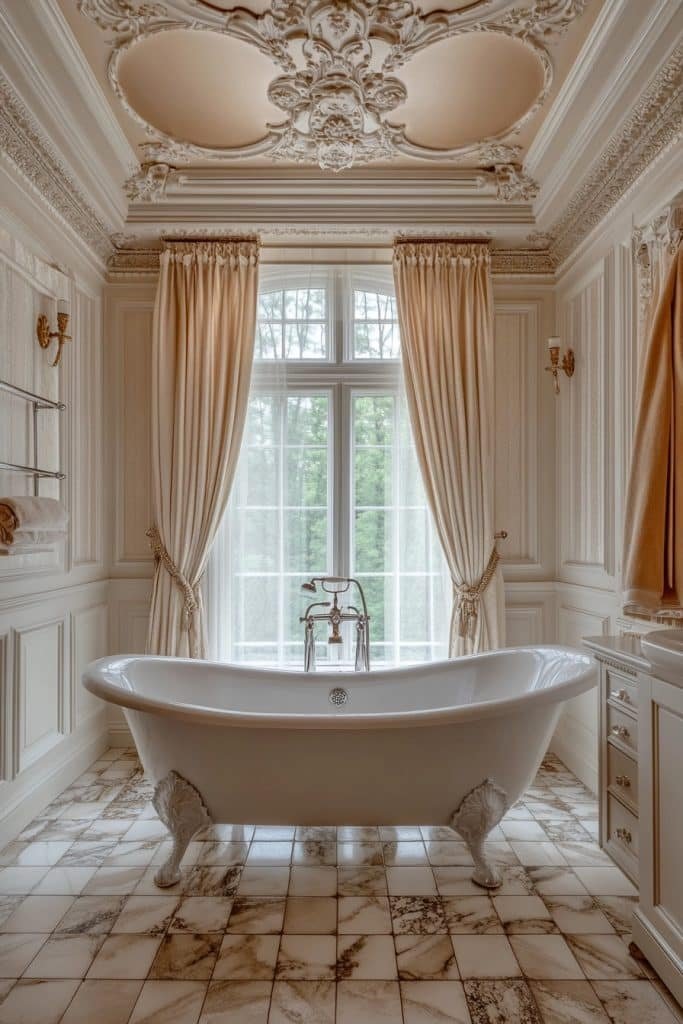 Victorian Bathroom with Decorative Cornices