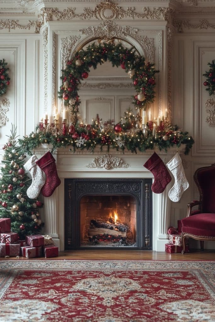 Victorian Christmas Mantel Elegance