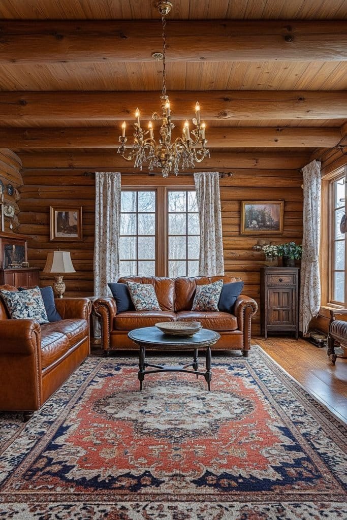 Vintage-Inspired Log Home Interiors
