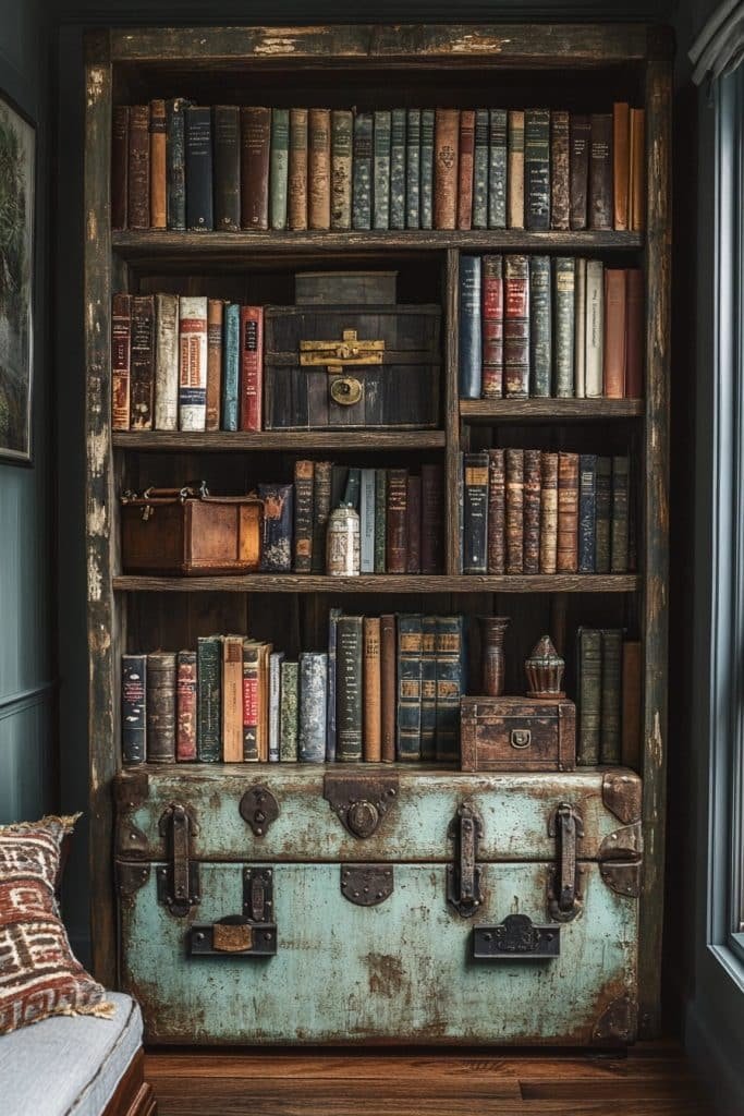 Vintage Trunk Bookshelves