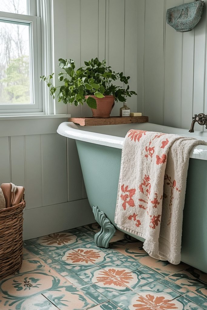 29 Small Bathroom With Tub And Shower Combo Farmhouse Ideas for a Timeless and Cozy Look 3 Vintage Vibe