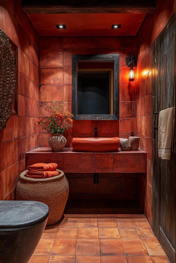 Warm Terracotta Toned Washroom