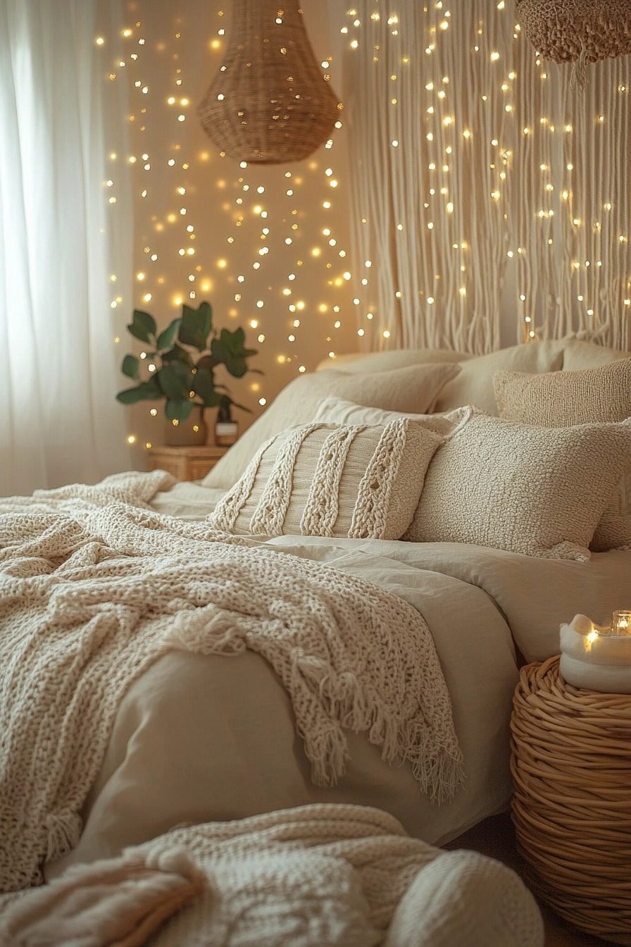29 Boho Fairy Lights Bedroom Ideas To Add Whimsy And Warmth To Your ...