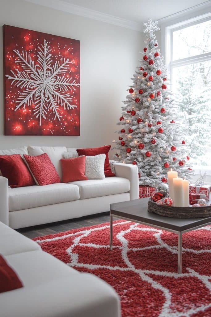 Winter Wonderland with Red and White Decor