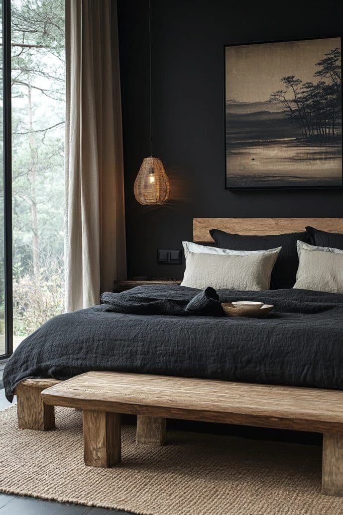 Zen Inspired Black Bedroom