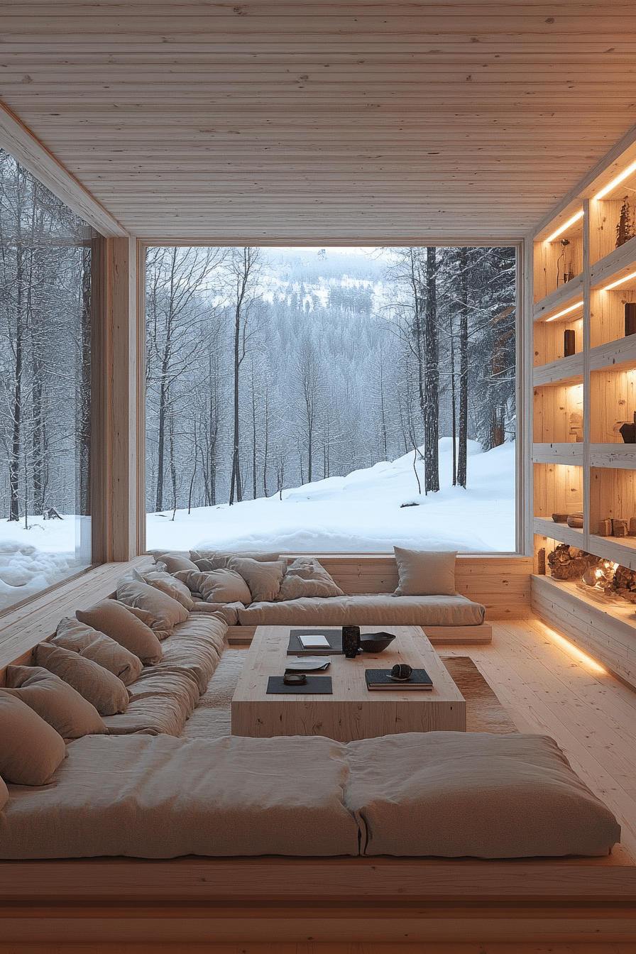 winter cabin interior