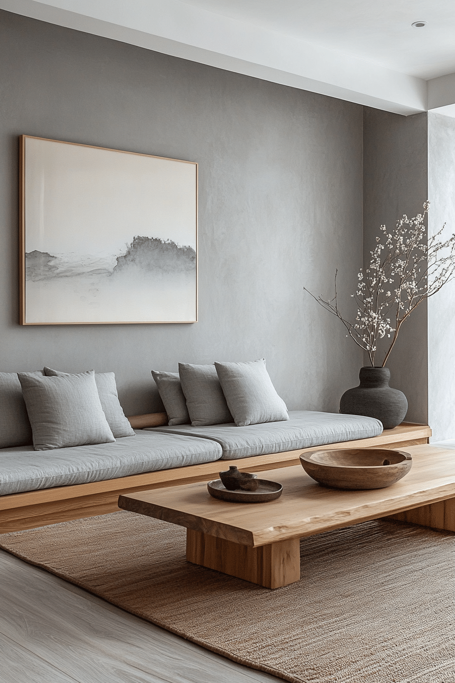 grey japandi decor