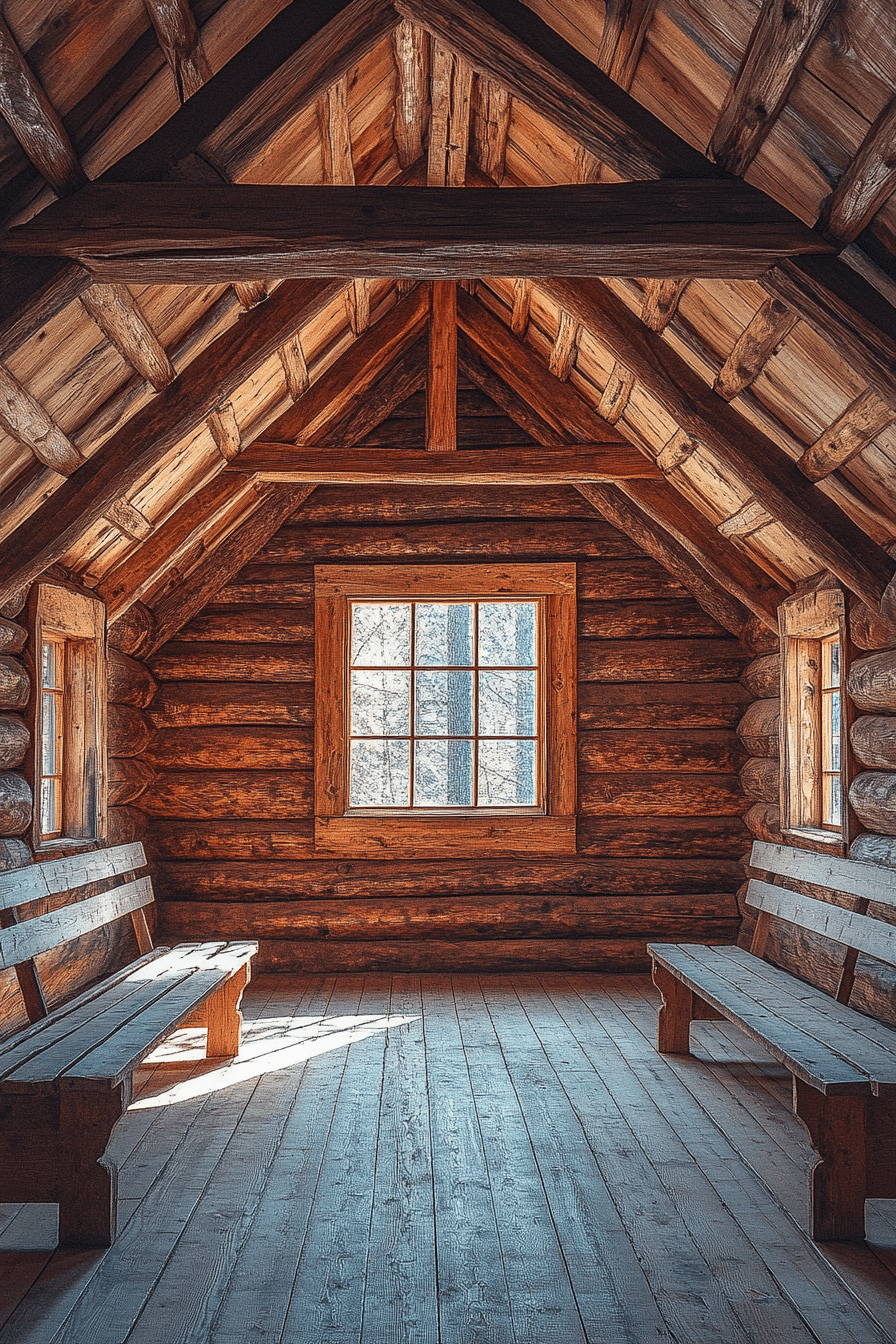 winter cabin interior