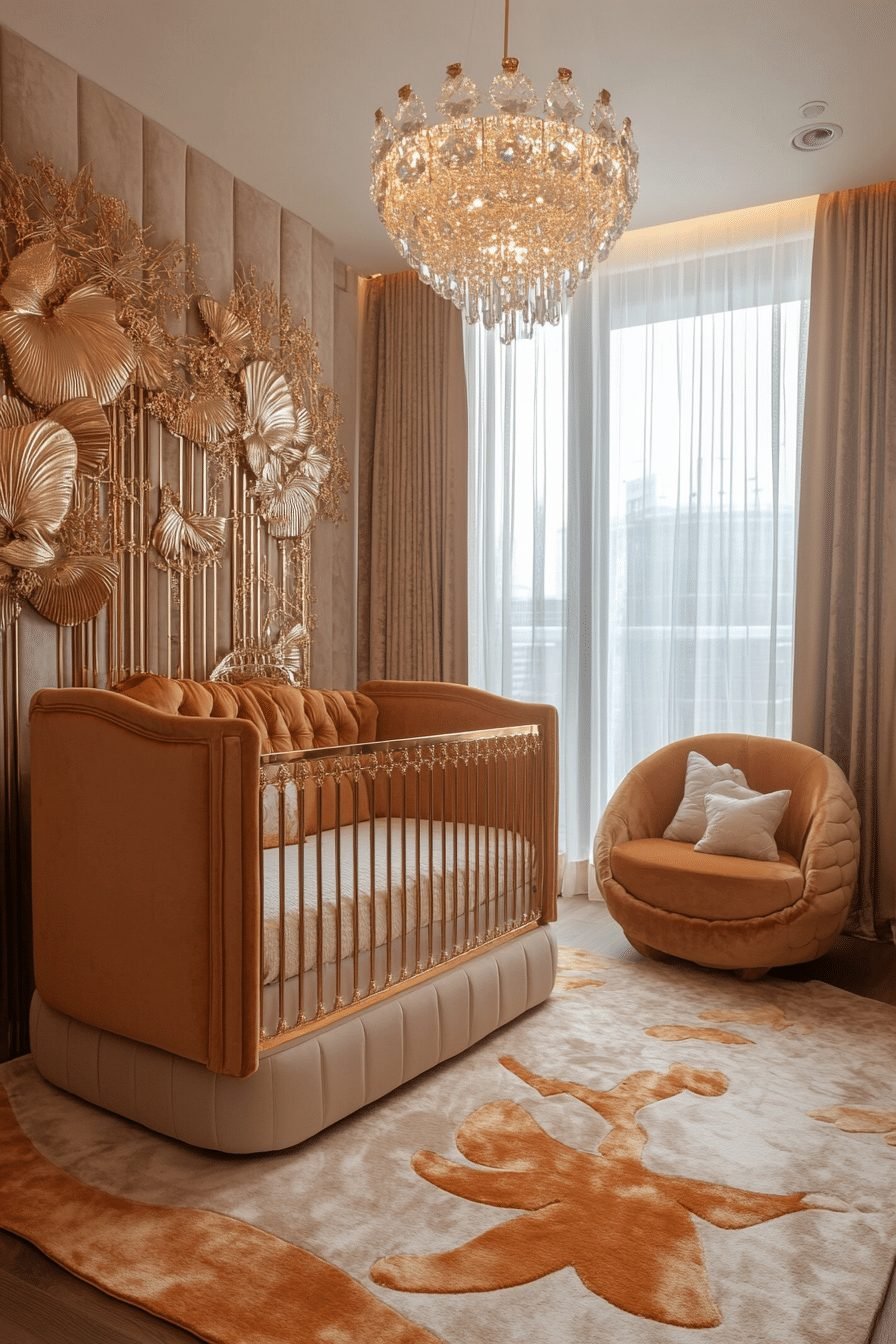 29 Contemporary Nursery Ideas to Design a Space That Grows with Your Child 11 Luxe Glam Nursery