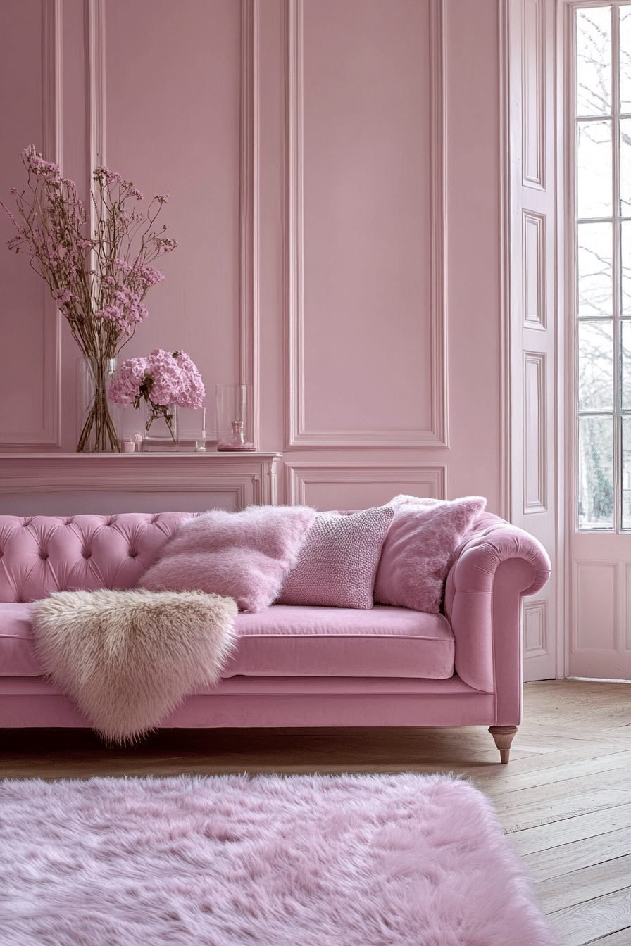  Pastel Pink Soft Living Room