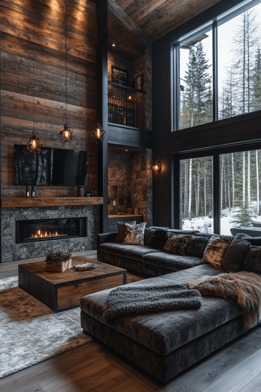 winter cabin interior
