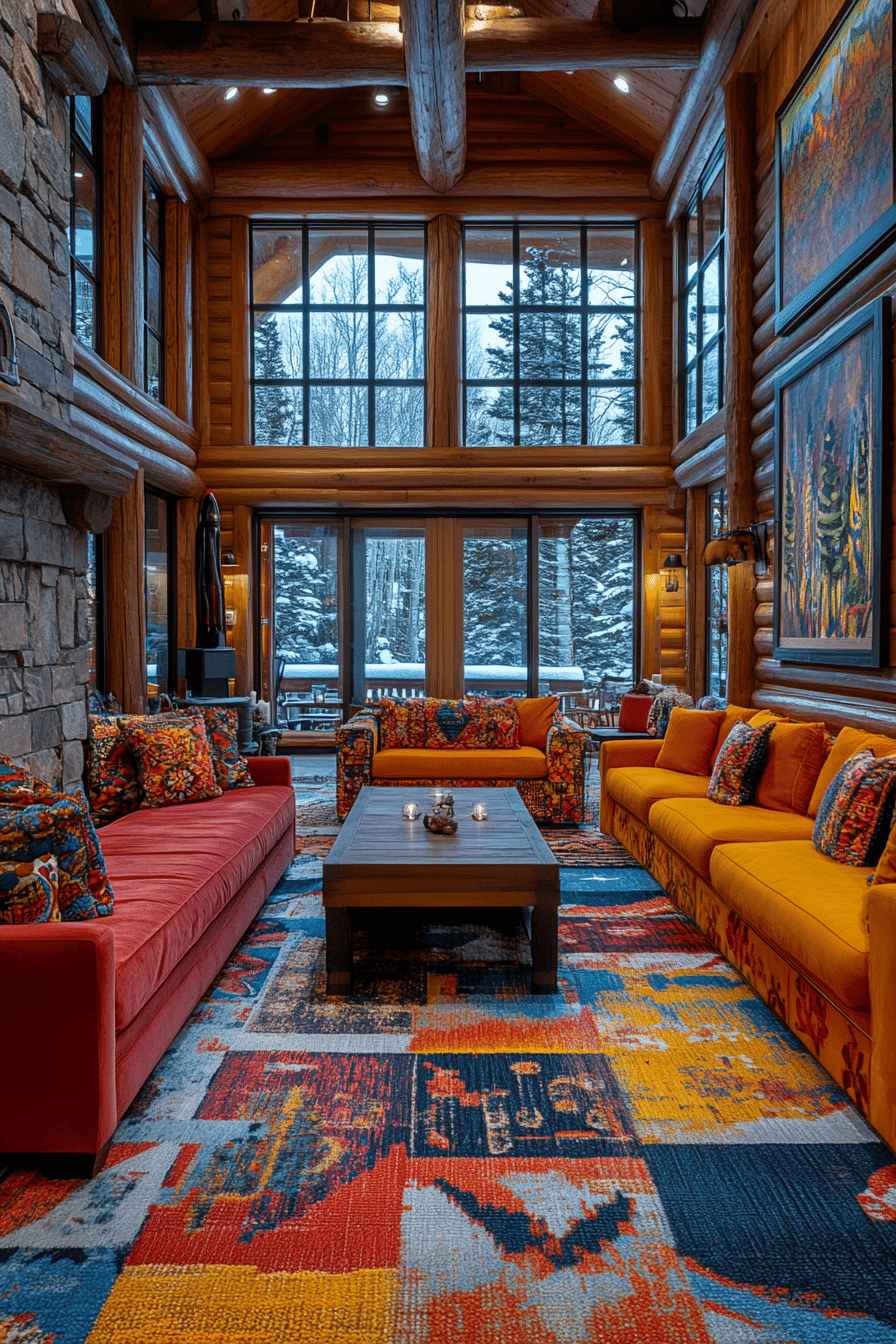 winter cabin interior