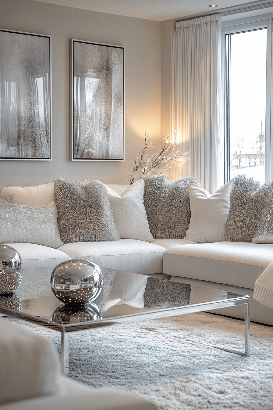 19. Frosty Silver Modern Living Room