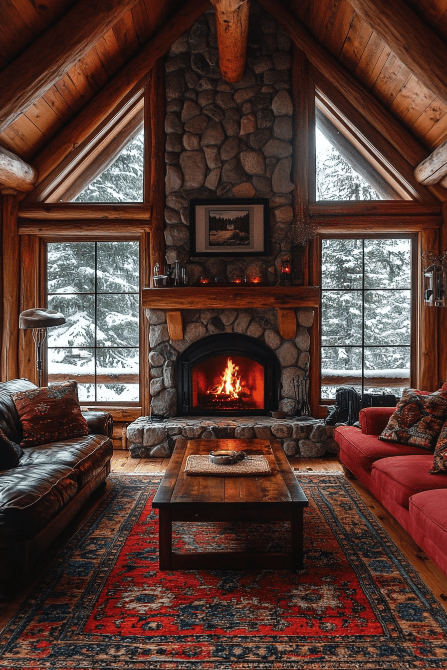 winter cabin interior